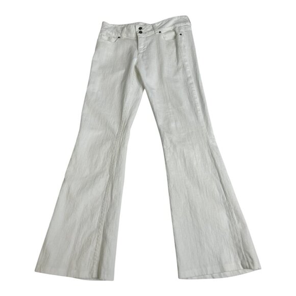 Paige Hidden Hills Flare Wide Leg White Jeans Women's Size 29 Bootcut - Picture 1 of 13